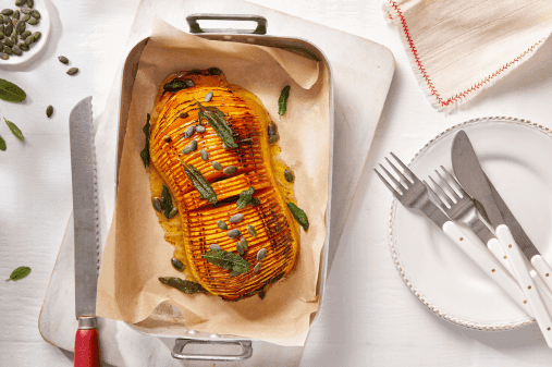 Pumpkin Hasselback with Burnt Butter