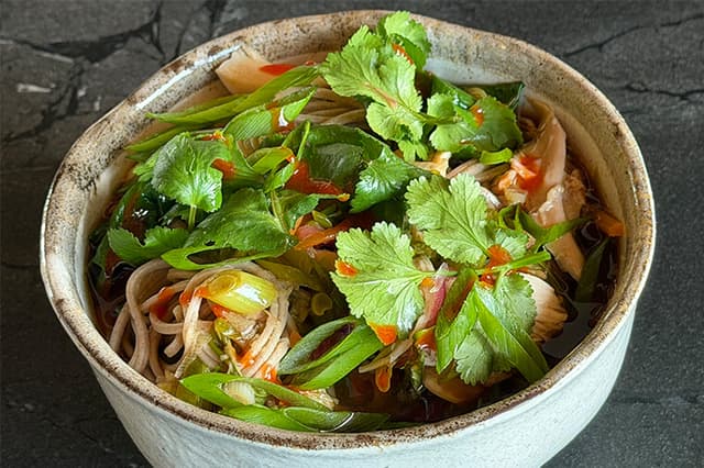 Speedy BBQ Chicken Noodle Soup by Trina Eats